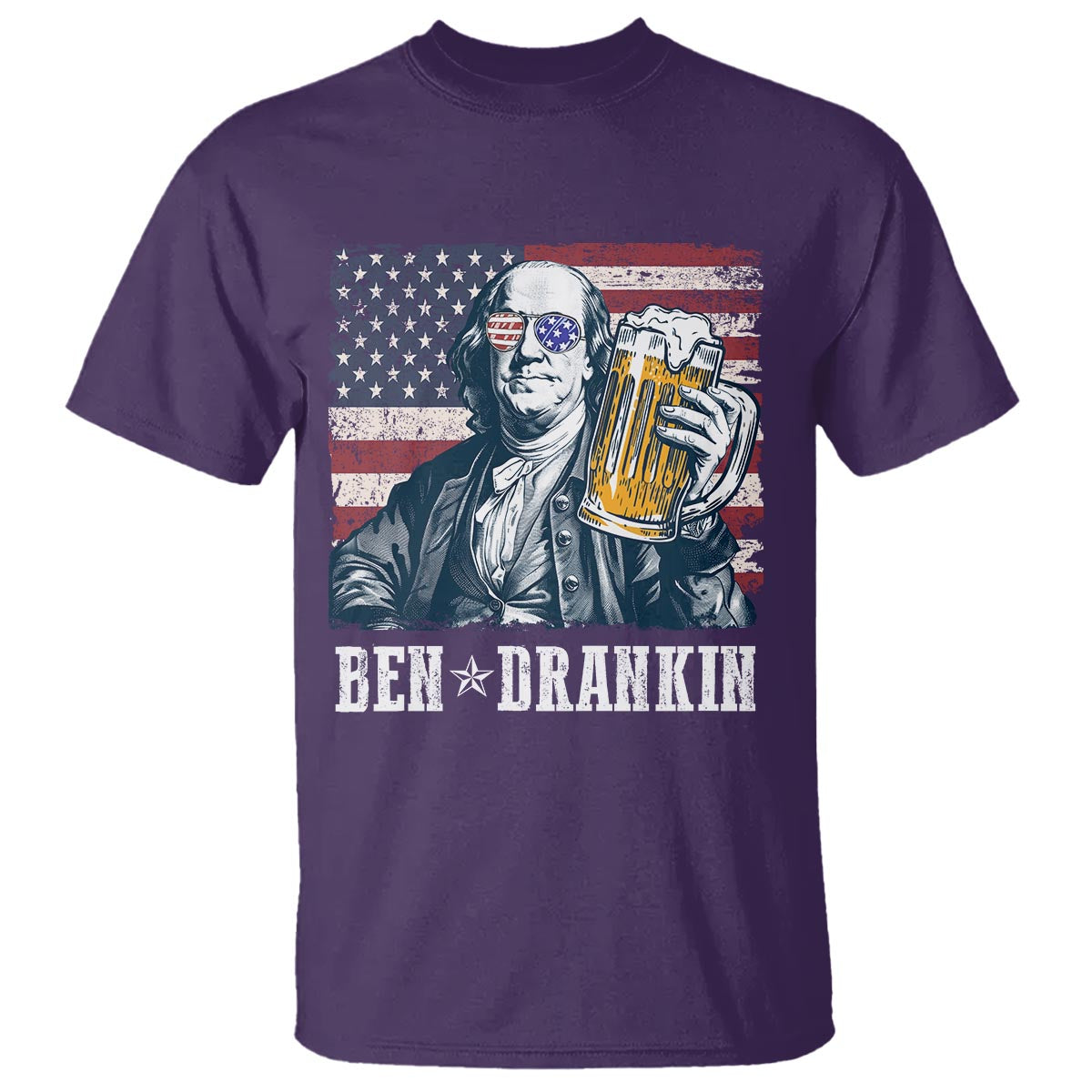 Funny 4th Of July Drinking T Shirt Ben Drankin Benjamin Franklin Patriotic Party - Wonder Print Shop