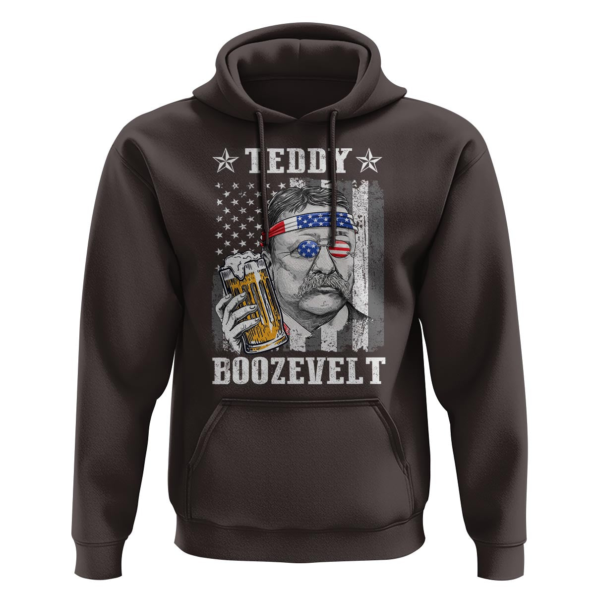 Funny 4th Of July Drinking Hoodie Teddy Boozevelt Theodore Roosevelt Patriotic Party - Wonder Print Shop