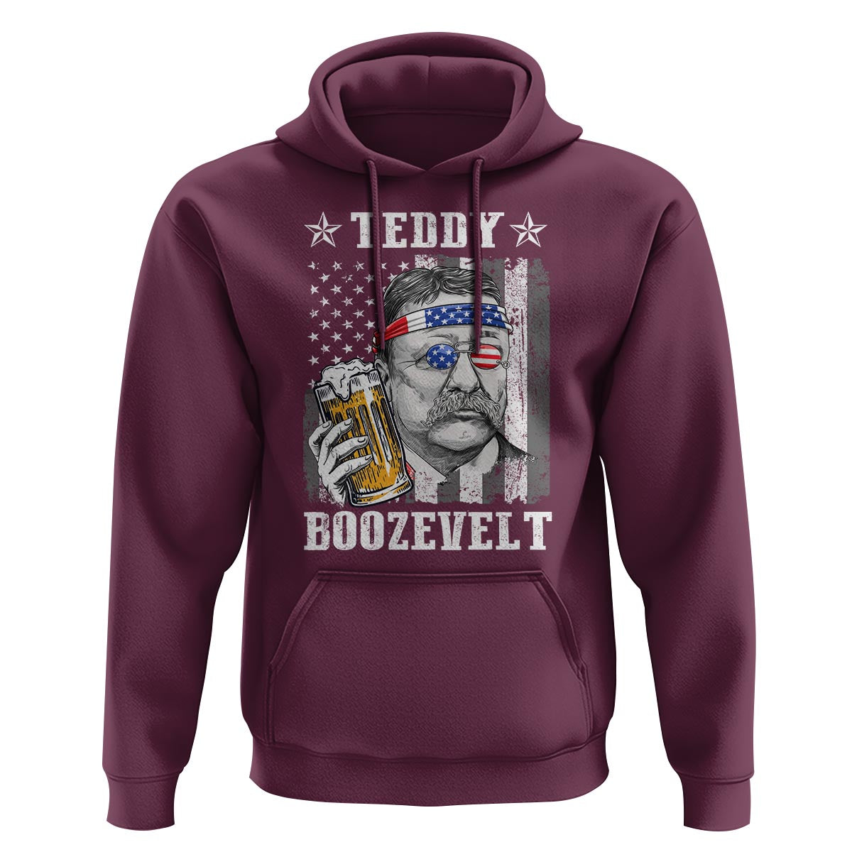 Funny 4th Of July Drinking Hoodie Teddy Boozevelt Theodore Roosevelt Patriotic Party - Wonder Print Shop