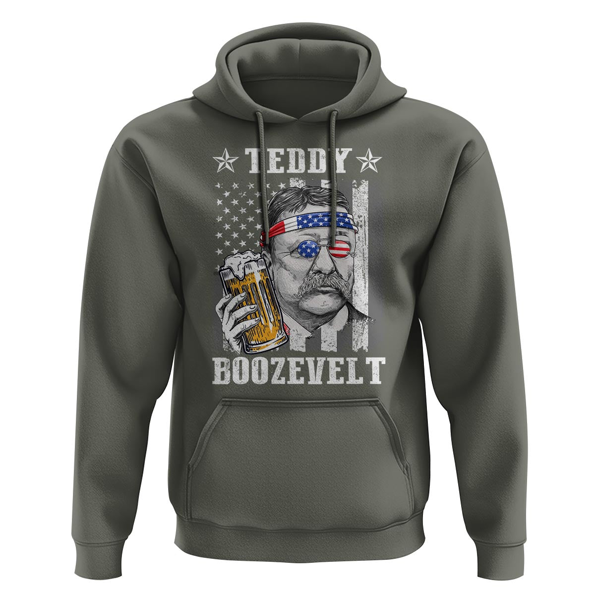 Funny 4th Of July Drinking Hoodie Teddy Boozevelt Theodore Roosevelt Patriotic Party - Wonder Print Shop