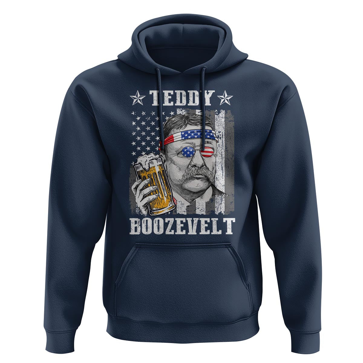 Funny 4th Of July Drinking Hoodie Teddy Boozevelt Theodore Roosevelt Patriotic Party - Wonder Print Shop