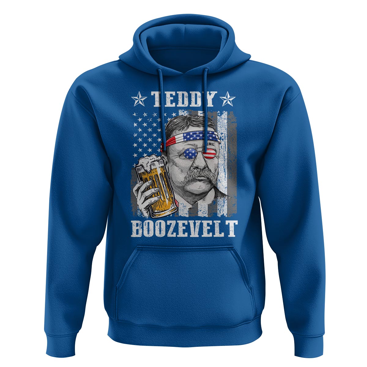 Funny 4th Of July Drinking Hoodie Teddy Boozevelt Theodore Roosevelt Patriotic Party - Wonder Print Shop