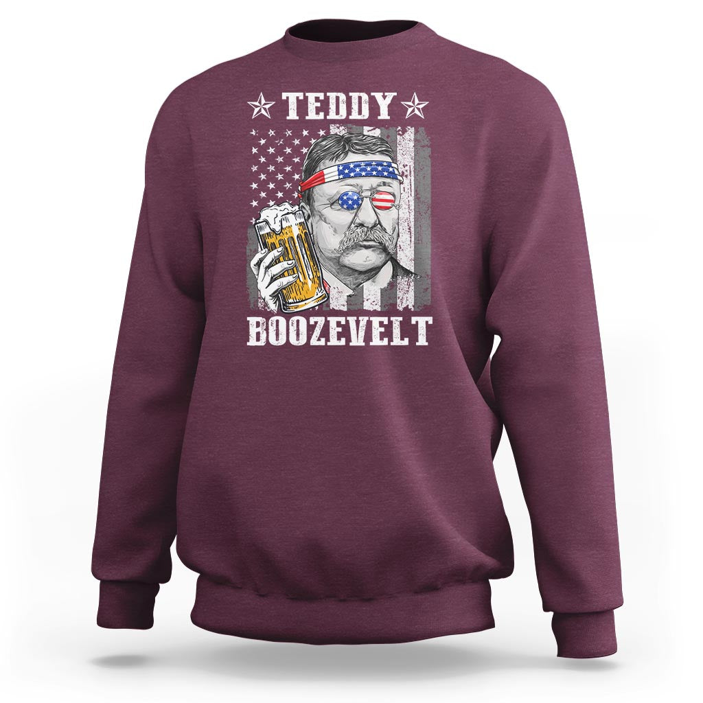 Funny 4th Of July Drinking Sweatshirt Teddy Boozevelt Theodore Roosevelt Patriotic Party - Wonder Print Shop
