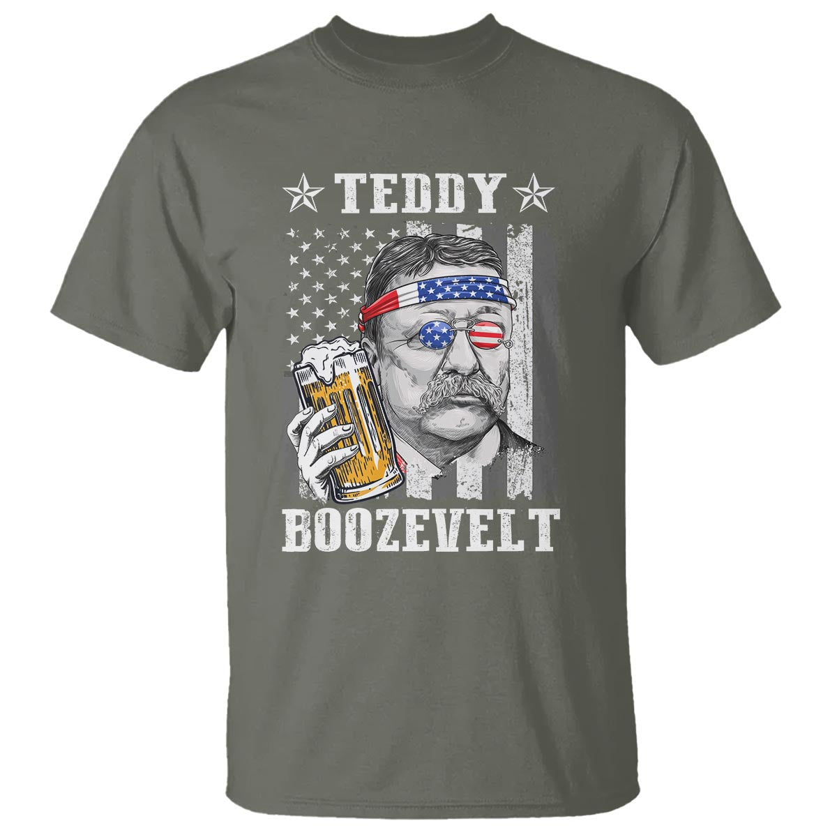 Funny 4th Of July Drinking T Shirt Teddy Boozevelt Theodore Roosevelt Patriotic Party - Wonder Print Shop