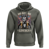 Funny 4th Of July Hoodie Drinking Like Lincoln Patriotic Party - Wonder Print Shop
