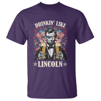 Funny 4th Of July T Shirt Drinking Like Lincoln Patriotic Party - Wonder Print Shop