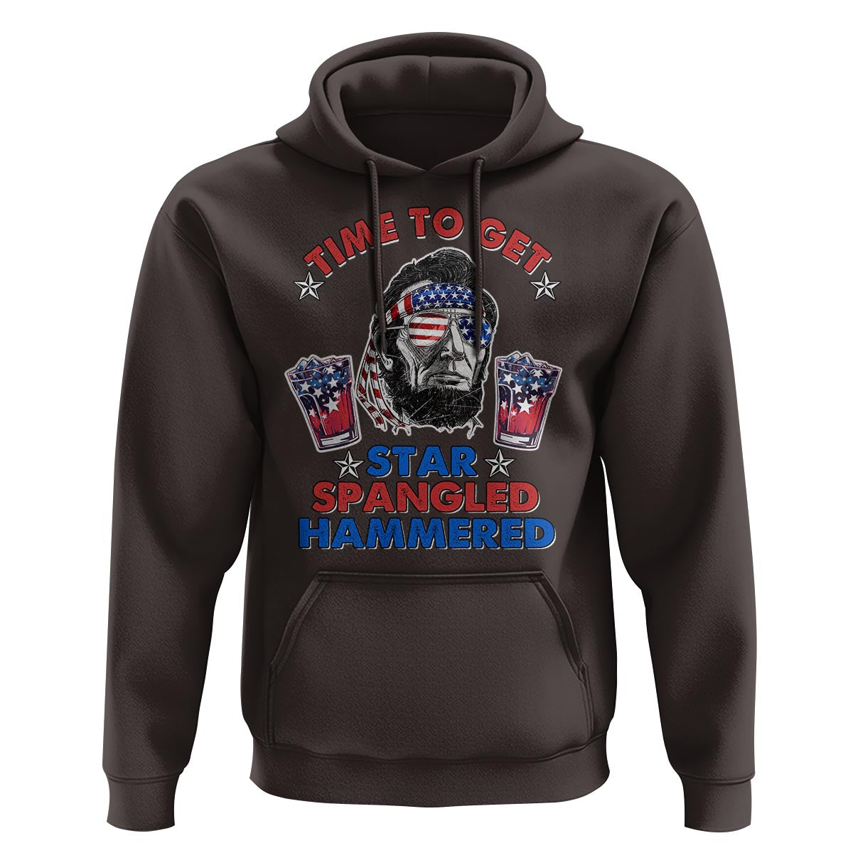 Funny 4th Of July Drinking Hoodie Time To Get Star Spangled Hammered Abraham Lincoln Patriotic Party - Wonder Print Shop