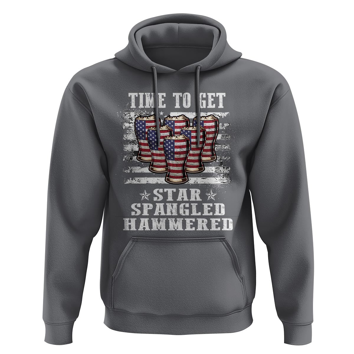 Funny 4th Of July Drinking Hoodie Time To Get Star Spangled Hammered Patriotic Party - Wonder Print Shop