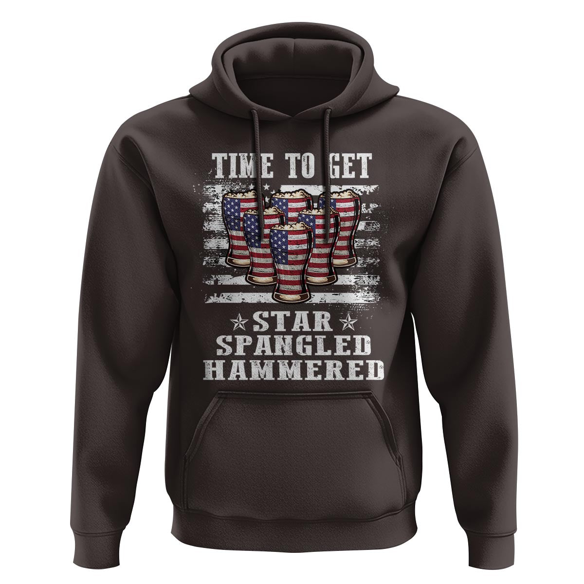 Funny 4th Of July Drinking Hoodie Time To Get Star Spangled Hammered Patriotic Party - Wonder Print Shop