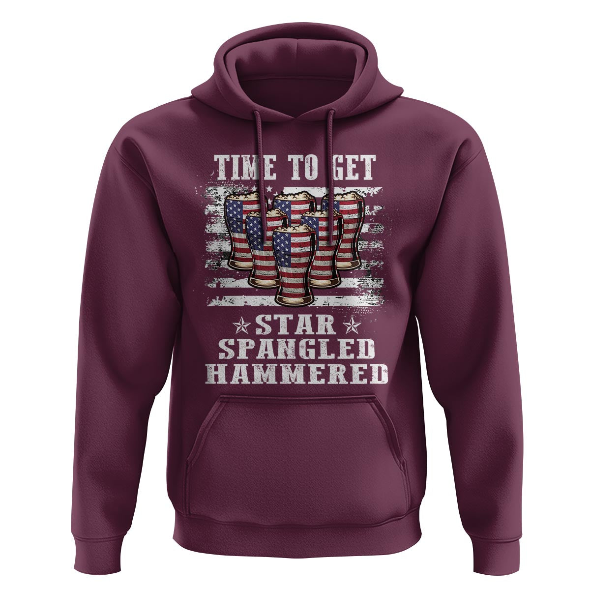 Funny 4th Of July Drinking Hoodie Time To Get Star Spangled Hammered Patriotic Party - Wonder Print Shop