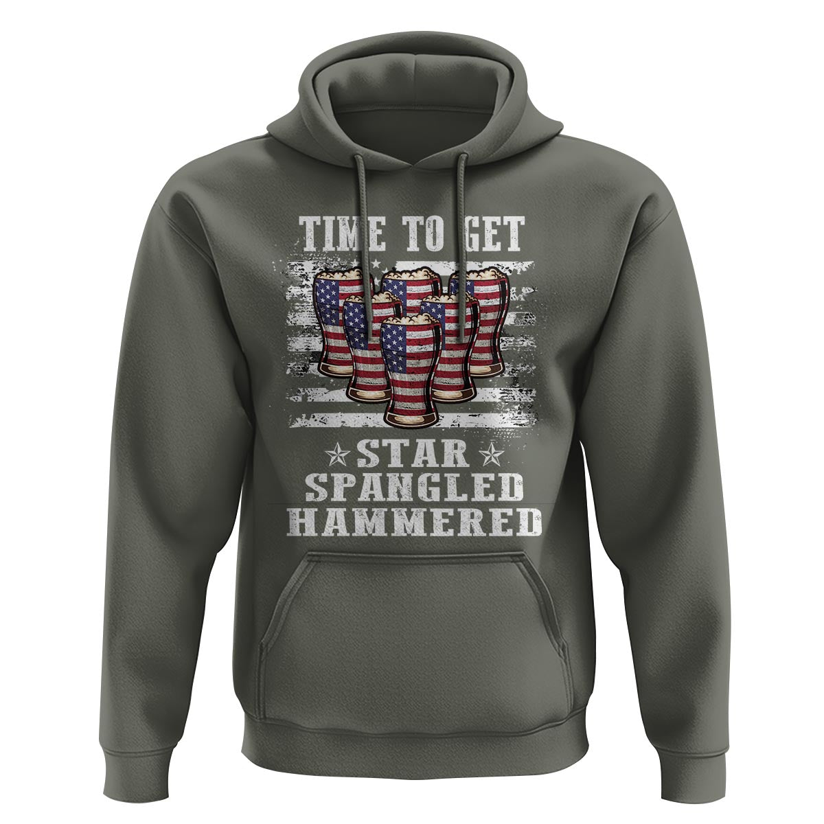 Funny 4th Of July Drinking Hoodie Time To Get Star Spangled Hammered Patriotic Party - Wonder Print Shop
