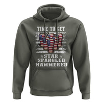 Funny 4th Of July Drinking Hoodie Time To Get Star Spangled Hammered Patriotic Party - Wonder Print Shop