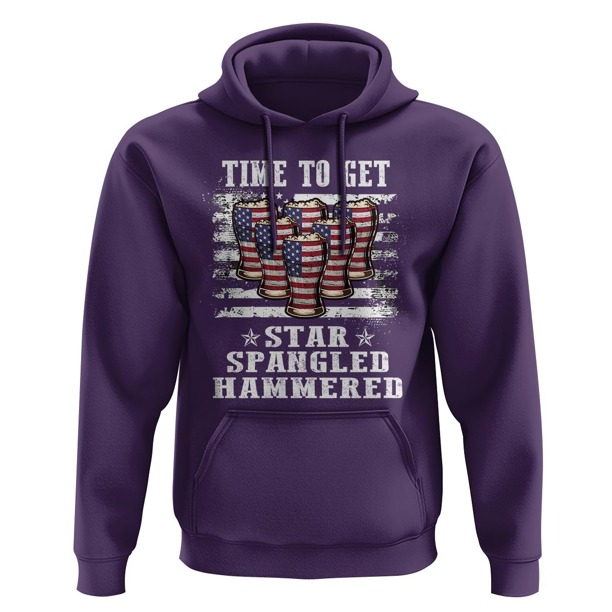 Funny 4th Of July Drinking Hoodie Time To Get Star Spangled Hammered Patriotic Party - Wonder Print Shop