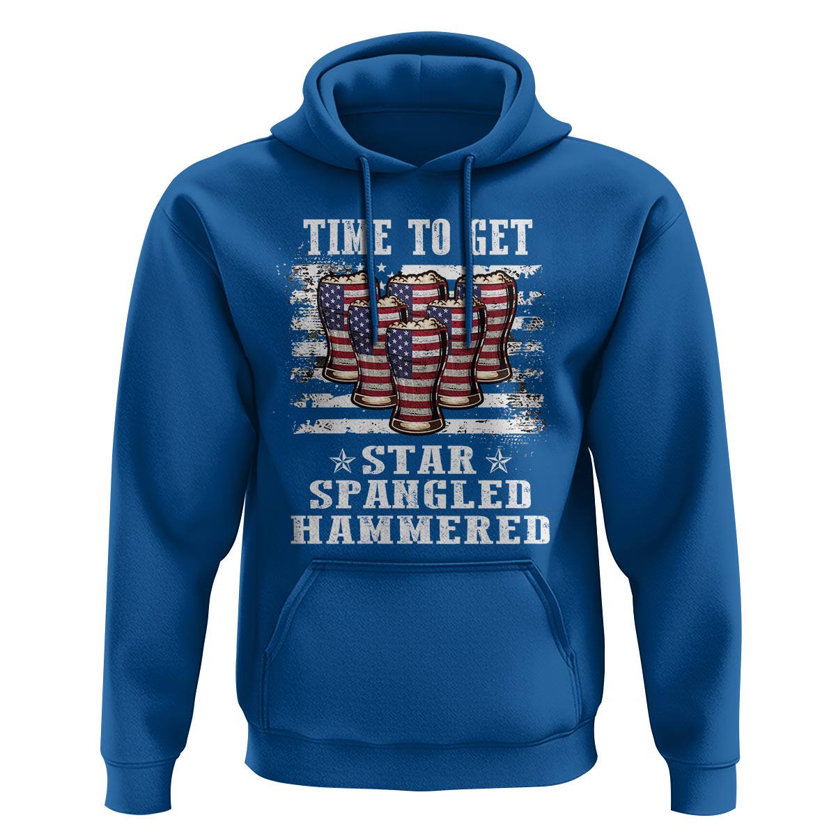 Funny 4th Of July Drinking Hoodie Time To Get Star Spangled Hammered Patriotic Party - Wonder Print Shop