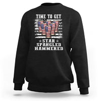 Funny 4th Of July Drinking Sweatshirt Time To Get Star Spangled Hammered Patriotic Party - Wonder Print Shop