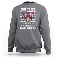 Funny 4th Of July Drinking Sweatshirt Time To Get Star Spangled Hammered Patriotic Party - Wonder Print Shop