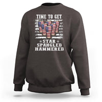 Funny 4th Of July Drinking Sweatshirt Time To Get Star Spangled Hammered Patriotic Party - Wonder Print Shop