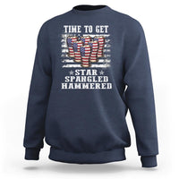 Funny 4th Of July Drinking Sweatshirt Time To Get Star Spangled Hammered Patriotic Party - Wonder Print Shop