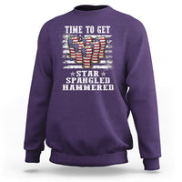 Funny 4th Of July Drinking Sweatshirt Time To Get Star Spangled Hammered Patriotic Party - Wonder Print Shop