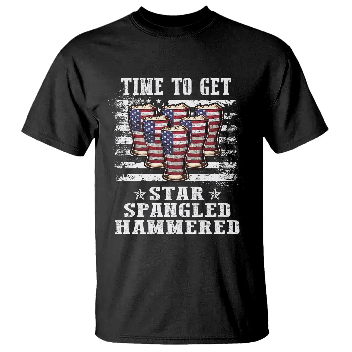 Funny 4th Of July Drinking T Shirt Time To Get Star Spangled Hammered Patriotic Party - Wonder Print Shop