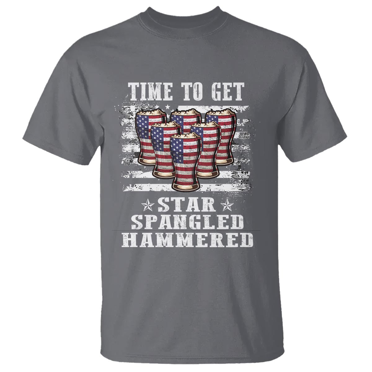 Funny 4th Of July Drinking T Shirt Time To Get Star Spangled Hammered Patriotic Party - Wonder Print Shop