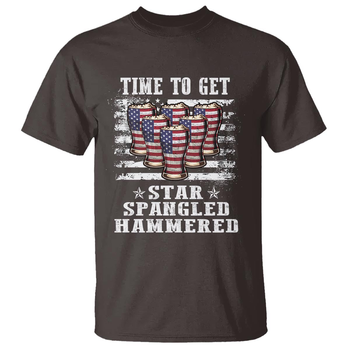 Funny 4th Of July Drinking T Shirt Time To Get Star Spangled Hammered Patriotic Party - Wonder Print Shop