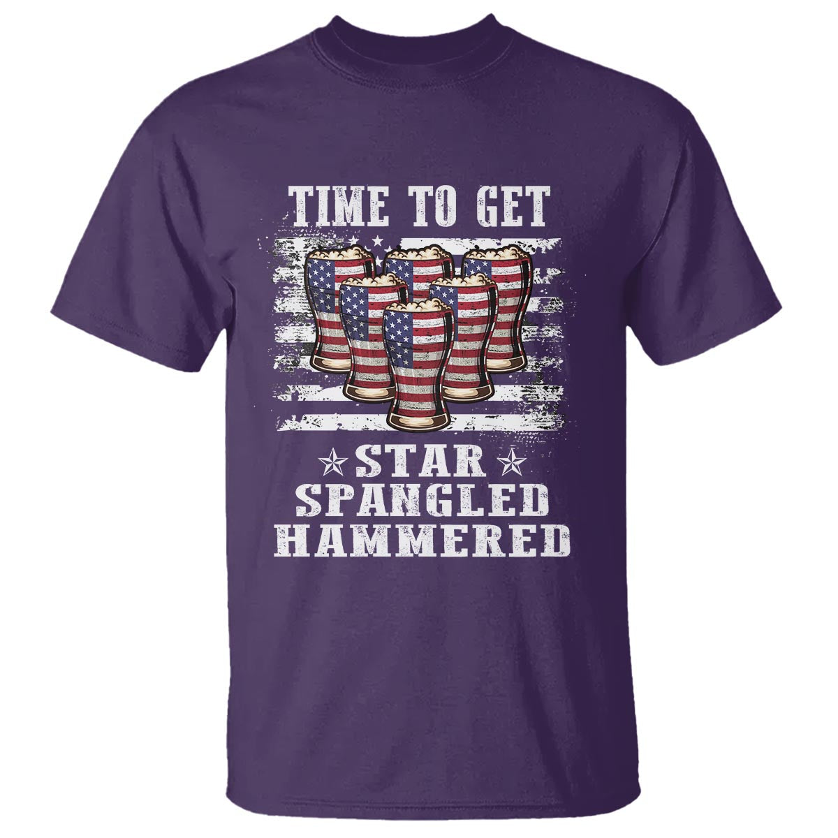 Funny 4th Of July Drinking T Shirt Time To Get Star Spangled Hammered Patriotic Party - Wonder Print Shop
