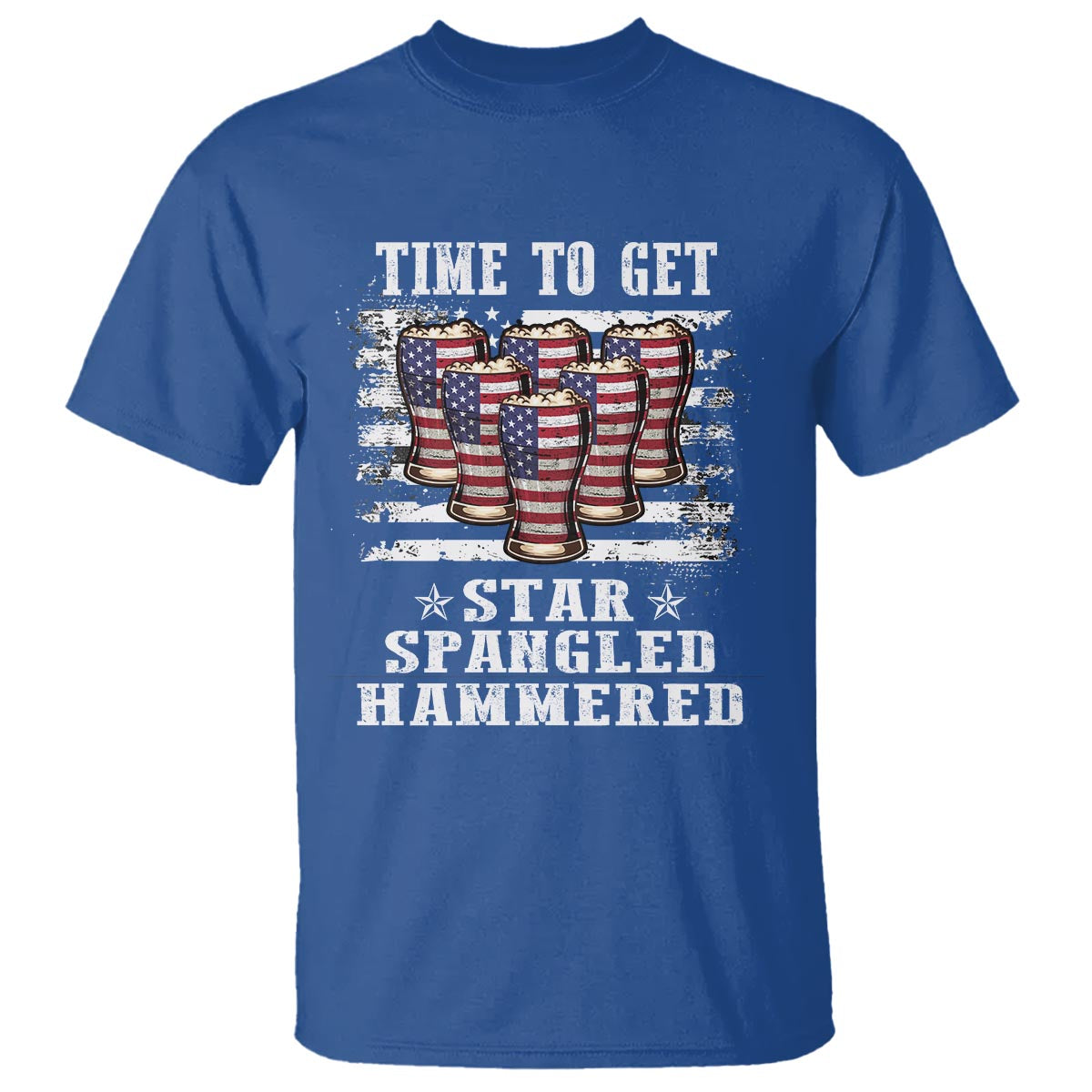 Funny 4th Of July Drinking T Shirt Time To Get Star Spangled Hammered Patriotic Party - Wonder Print Shop