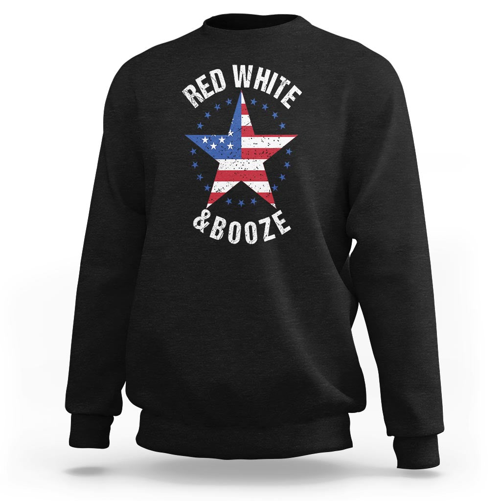 Funny 4th Of July Drinking Sweatshirt Red White And Booze Patriotic Party - Wonder Print Shop