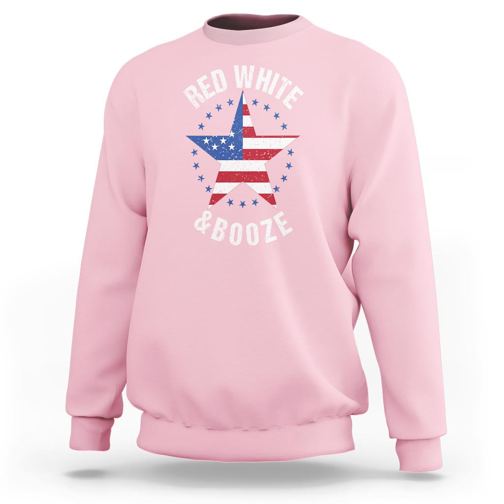 Funny 4th Of July Drinking Sweatshirt Red White And Booze Patriotic Party - Wonder Print Shop