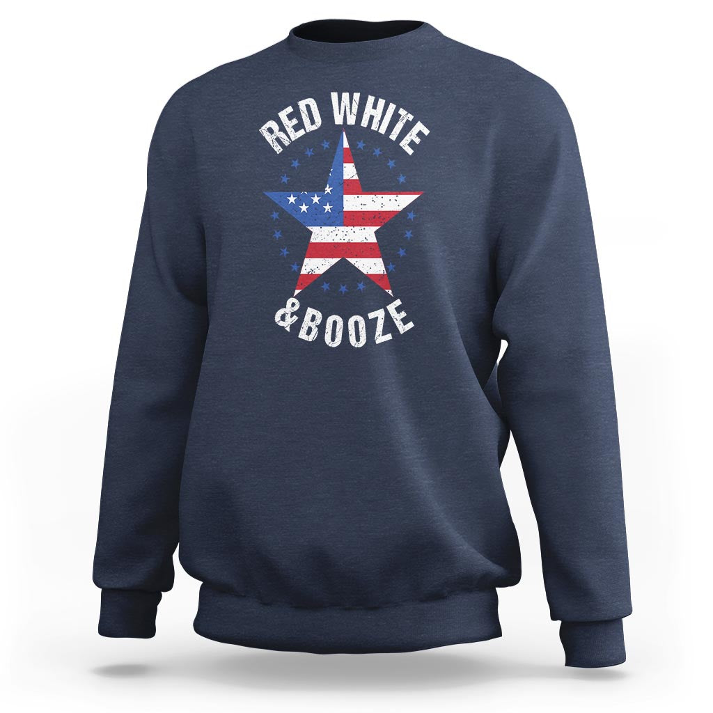 Funny 4th Of July Drinking Sweatshirt Red White And Booze Patriotic Party - Wonder Print Shop