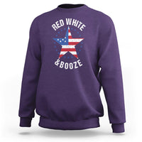 Funny 4th Of July Drinking Sweatshirt Red White And Booze Patriotic Party - Wonder Print Shop