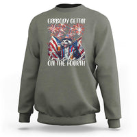 Funny 4th Of July Drinking Sweatshirt Everybody Gettin' Trashed On the Fourth American Opossum Patriotic Party - Wonder Print Shop