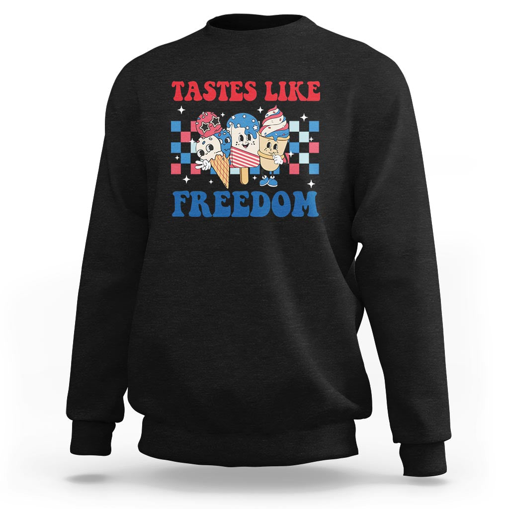 Funny 4th Of July Sweatshirt Tastes Like Freedom American Ice Cream - Wonder Print Shop