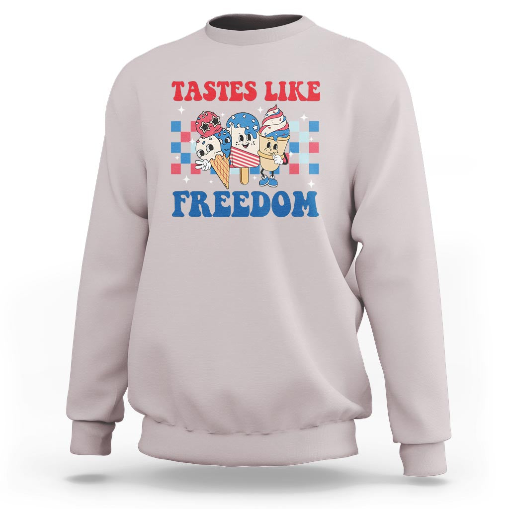 Funny 4th Of July Sweatshirt Tastes Like Freedom American Ice Cream - Wonder Print Shop