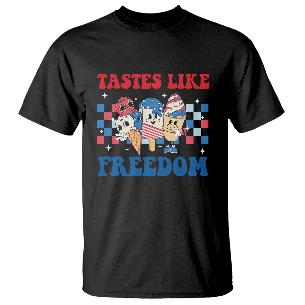 Funny 4th Of July T Shirt Tastes Like Freedom American Ice Cream - Wonder Print Shop