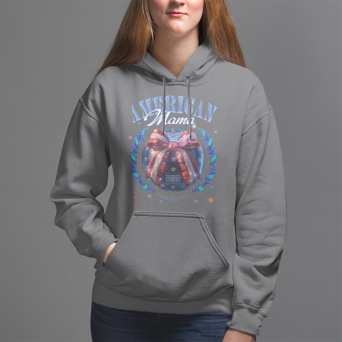 American Mama Hoodie Coquette Disco Ball 4th Of July - Wonder Print Shop