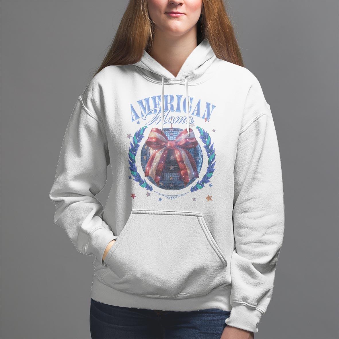 American Mama Hoodie Coquette Disco Ball 4th Of July - Wonder Print Shop