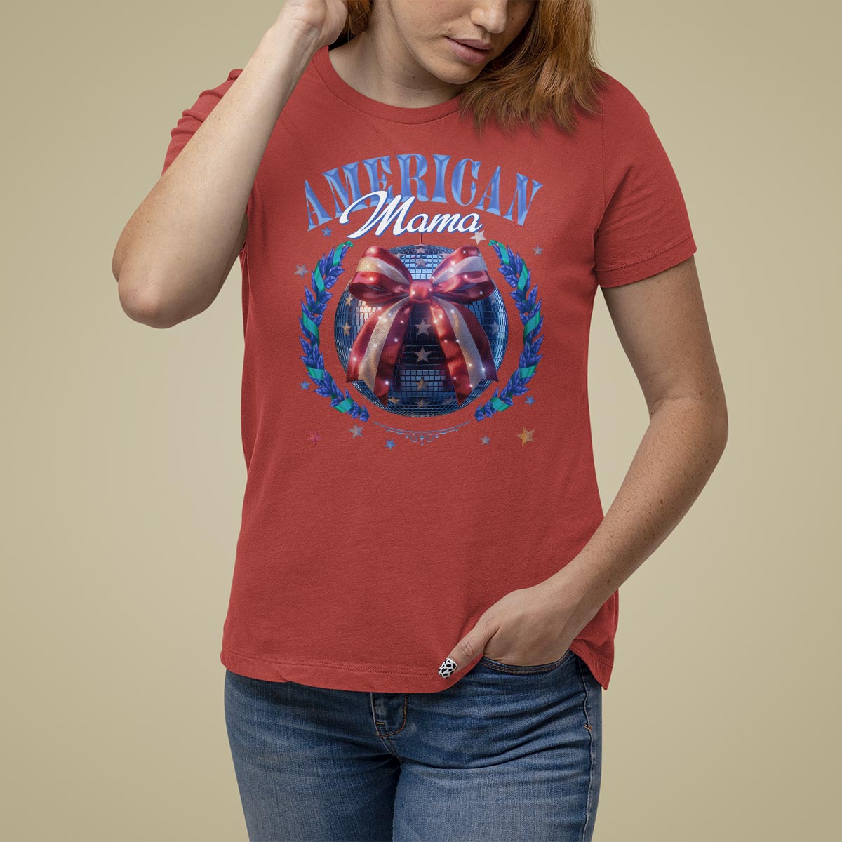 American Mama T Shirt For Women Coquette Disco Ball 4th Of July - Wonder Print Shop