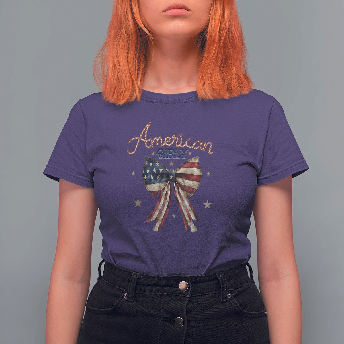 American Girly T Shirt For Women Coquette Girl Vintage 4th Of July - Wonder Print Shop