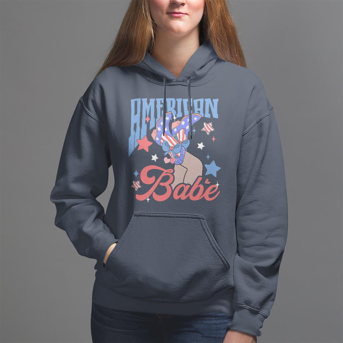 American Babe Hoodie Cowgirl Coquette 4th Of July - Wonder Print Shop