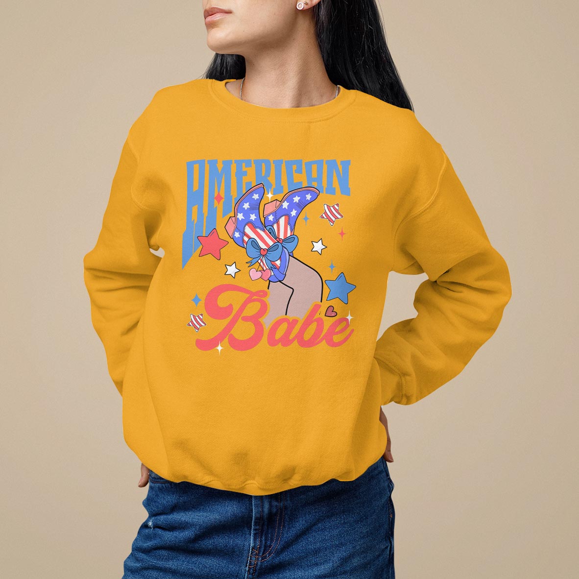 American Babe Sweatshirt Cowgirl Coquette 4th Of July - Wonder Print Shop
