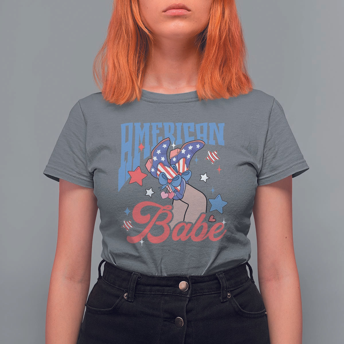 American Babe T Shirt For Women Cowgirl Coquette 4th Of July - Wonder Print Shop