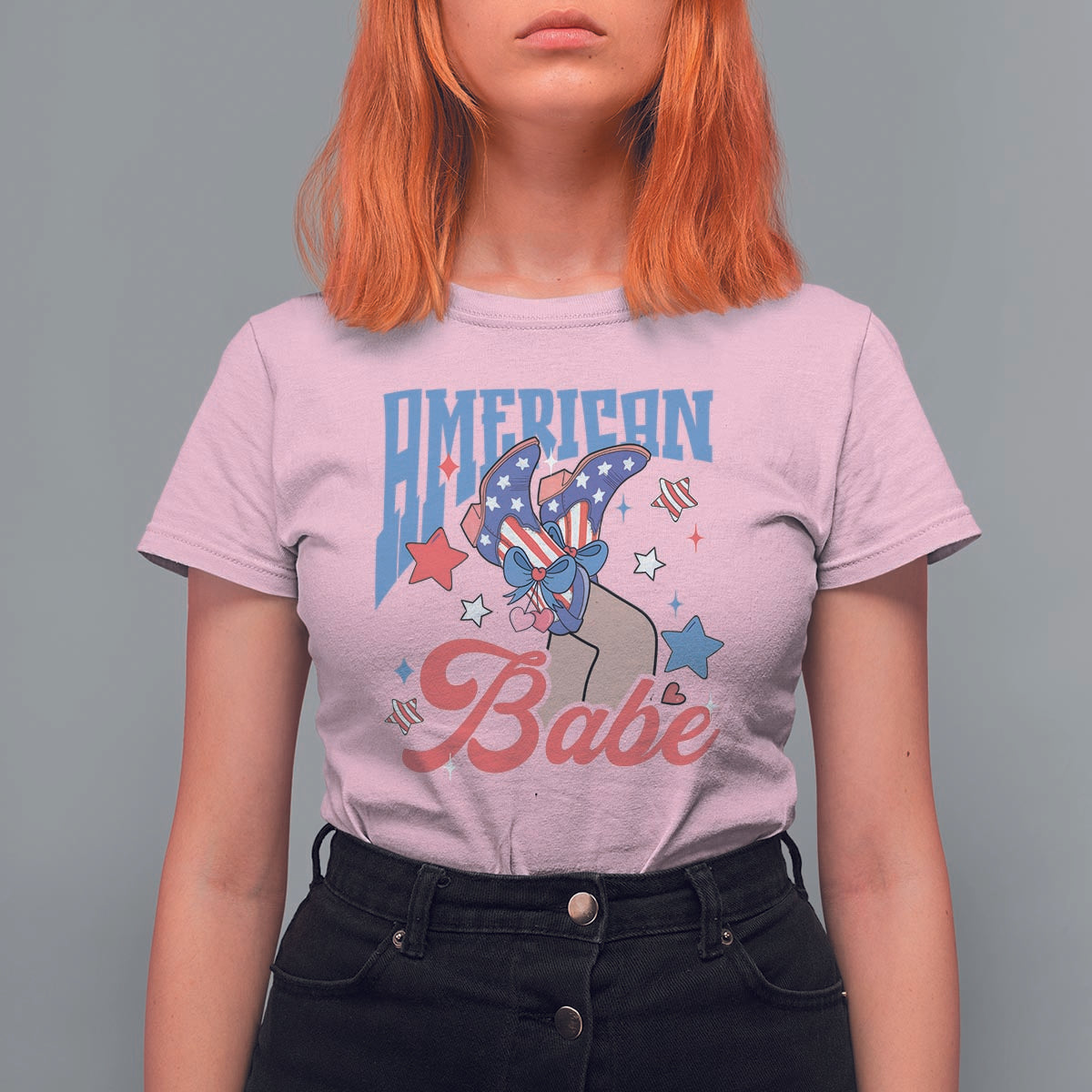 American Babe T Shirt For Women Cowgirl Coquette 4th Of July - Wonder Print Shop