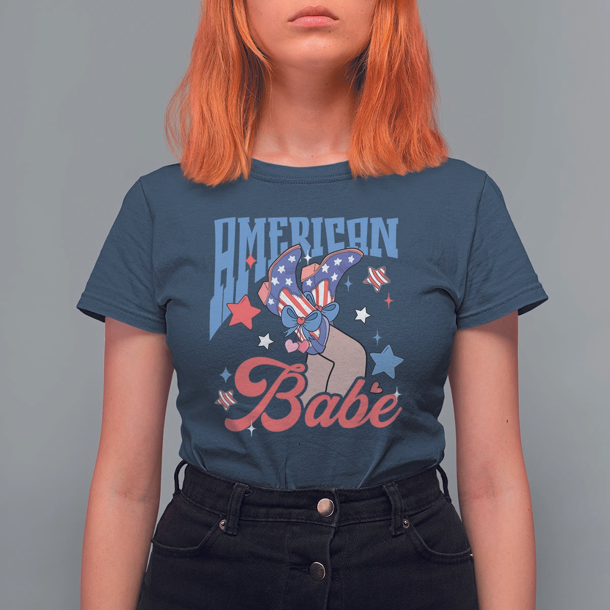 American Babe T Shirt For Women Cowgirl Coquette 4th Of July - Wonder Print Shop