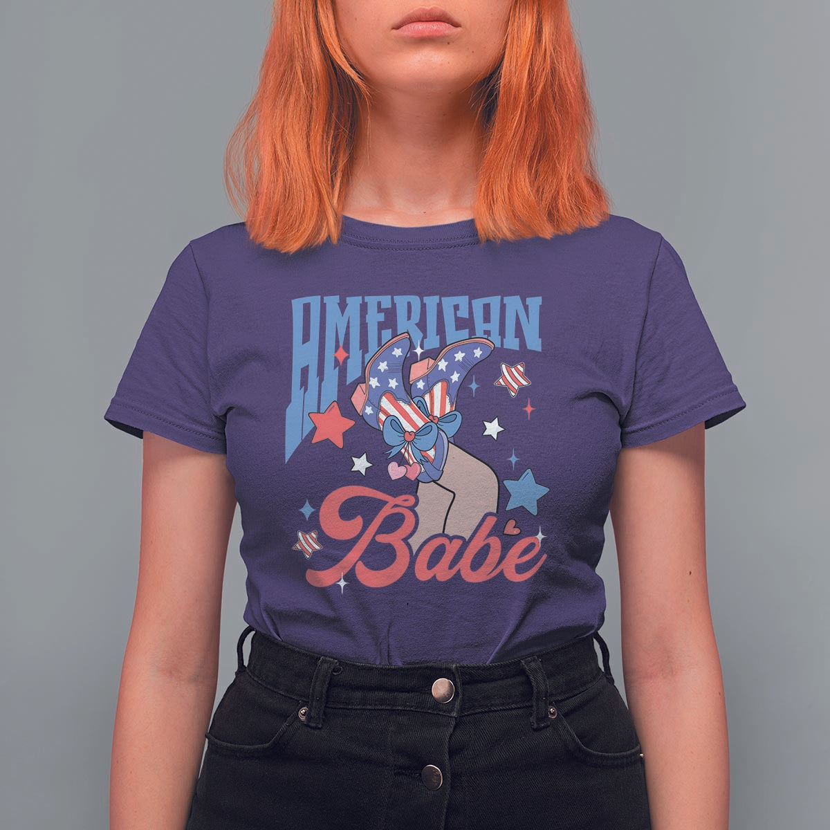 American Babe T Shirt For Women Cowgirl Coquette 4th Of July - Wonder Print Shop