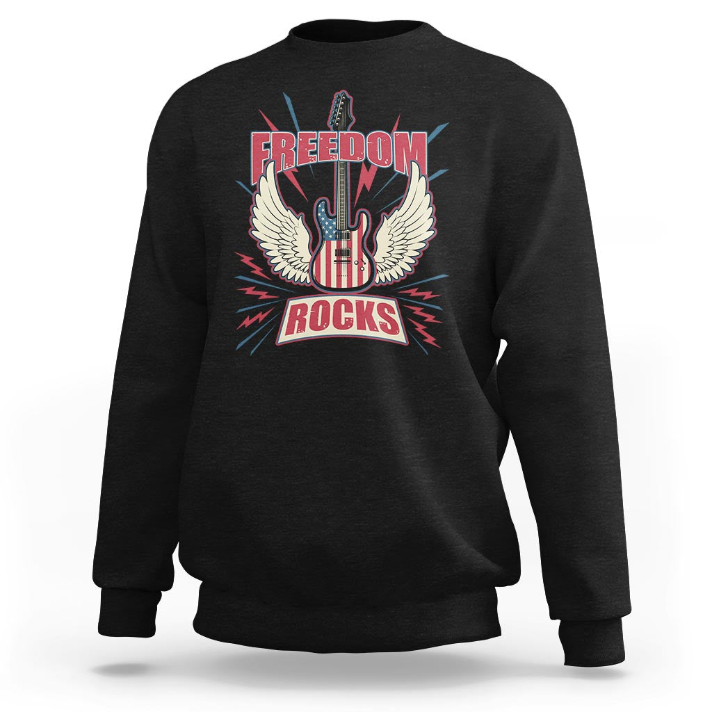 4th Of July Rock Lover Sweatshirt Freedom Rocks Patriotic Party - Wonder Print Shop