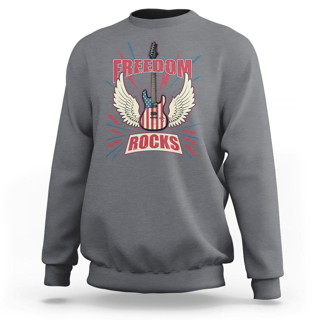 4th Of July Rock Lover Sweatshirt Freedom Rocks Patriotic Party - Wonder Print Shop