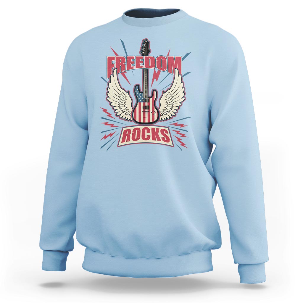 4th Of July Rock Lover Sweatshirt Freedom Rocks Patriotic Party - Wonder Print Shop