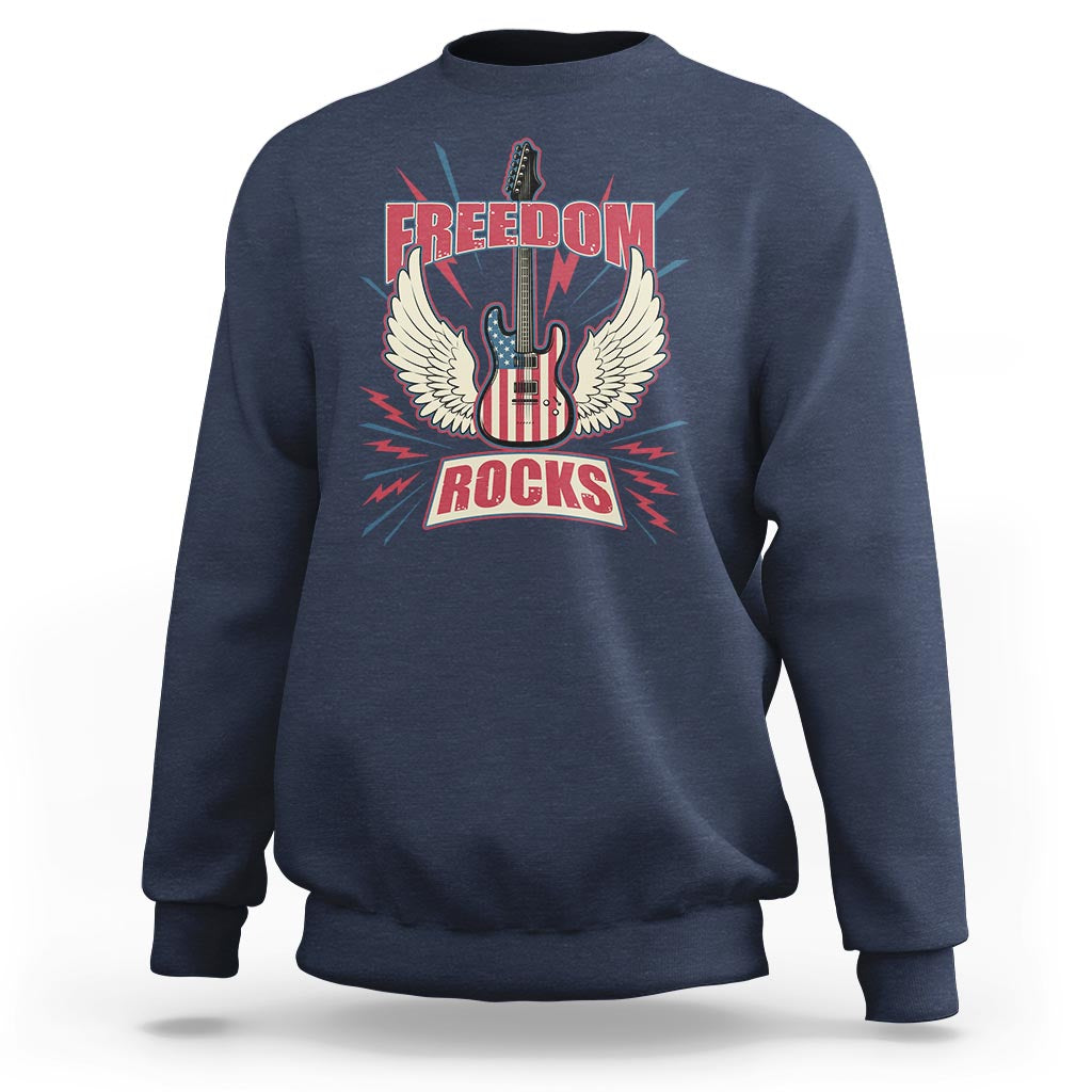 4th Of July Rock Lover Sweatshirt Freedom Rocks Patriotic Party - Wonder Print Shop